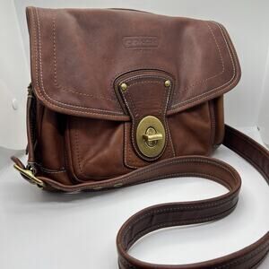 Coach Legacy Ali 65th Anniv Whiskey Leather Turnlock Hippie Crossbody Bag